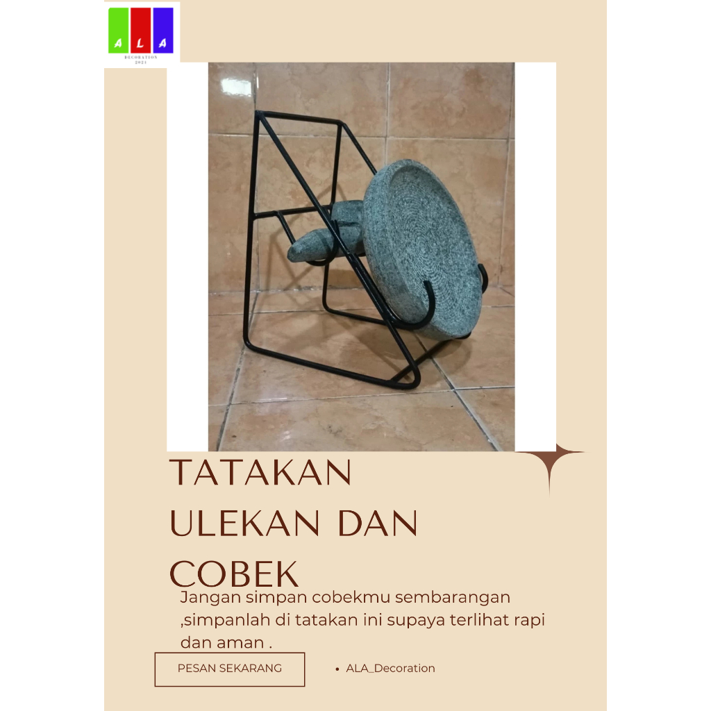 Tempat Cobek,Dudukan Cobek dan Ulekan Baja Tebal Tahan Lama,Tatakan cobek besi ,dudukan cobek batu,d