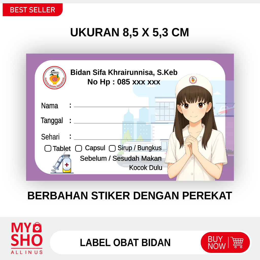 LABEL OBAT LUCU BIDAN / PERAWAT NON HIJAB