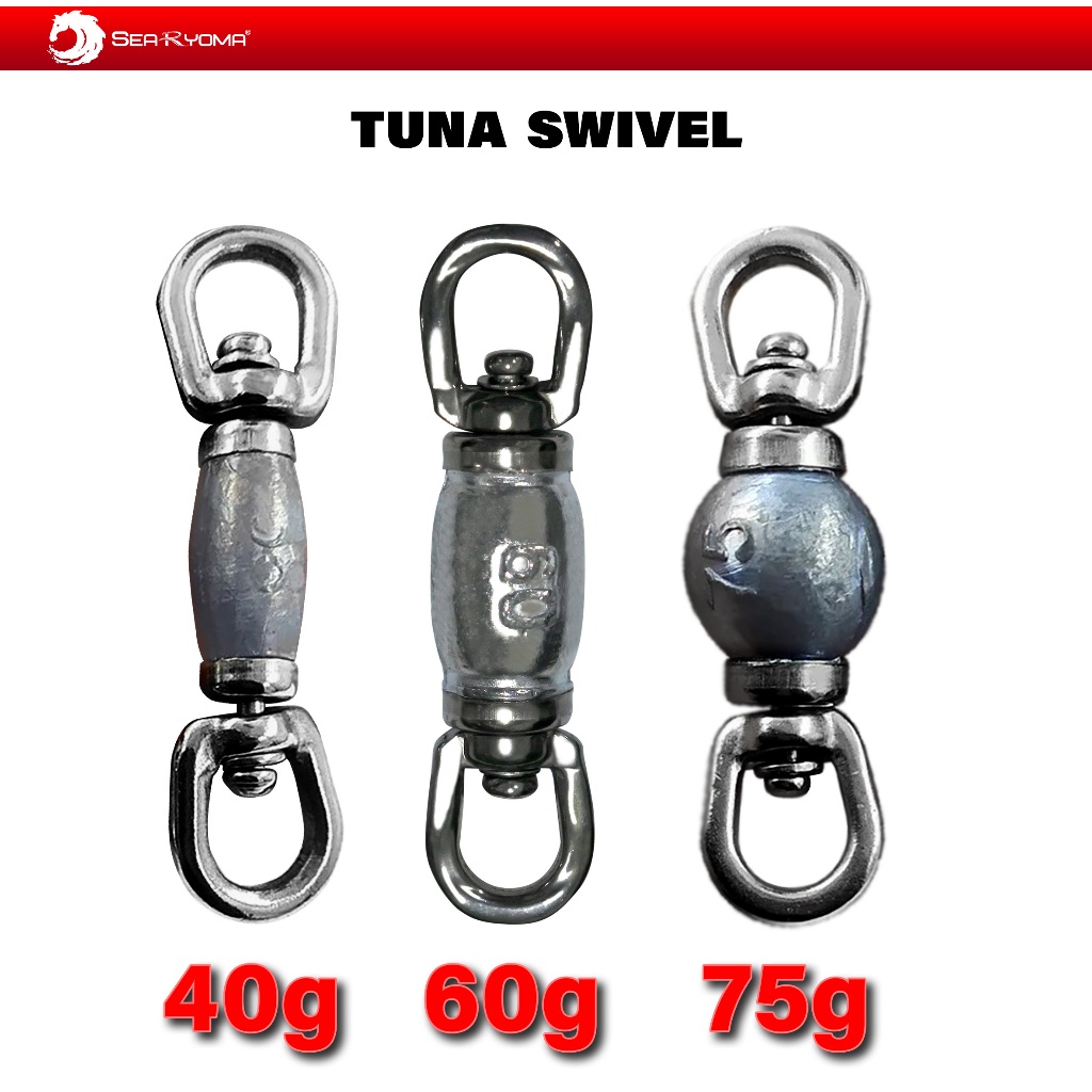 SeaRyoma Tuna Lead Swivel - Kili Kili Swivel Timah 40 gr 60gr 75gr Untuk Umpan Pancing Panjang 7cm