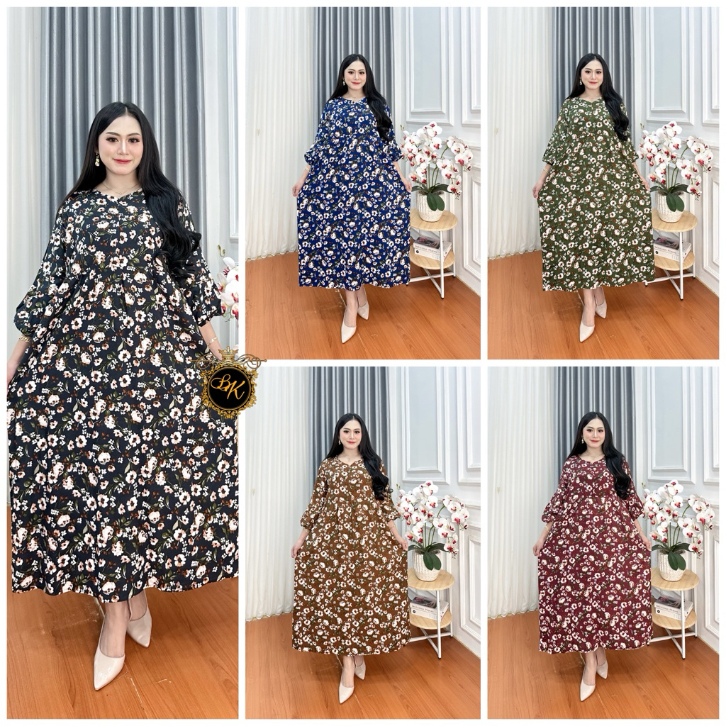 Terbaru Gamis Jesica Jumbo| Gamis Cap Jumbo Ld 130 |Longdress Sogan Jumbo Ld 130| Dress Fuji Bunga J