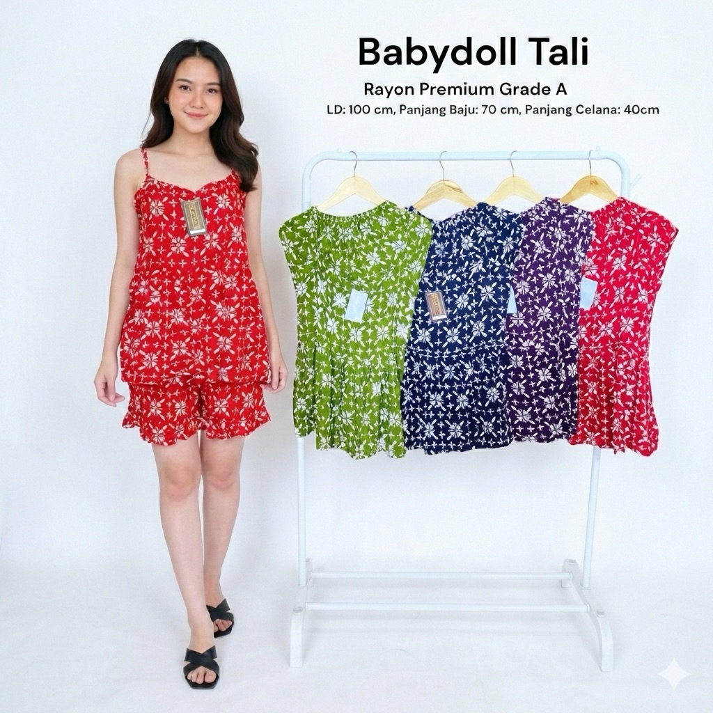 Setelan Babydoll Singlet Yukensi Batik Celana Pendek Premium