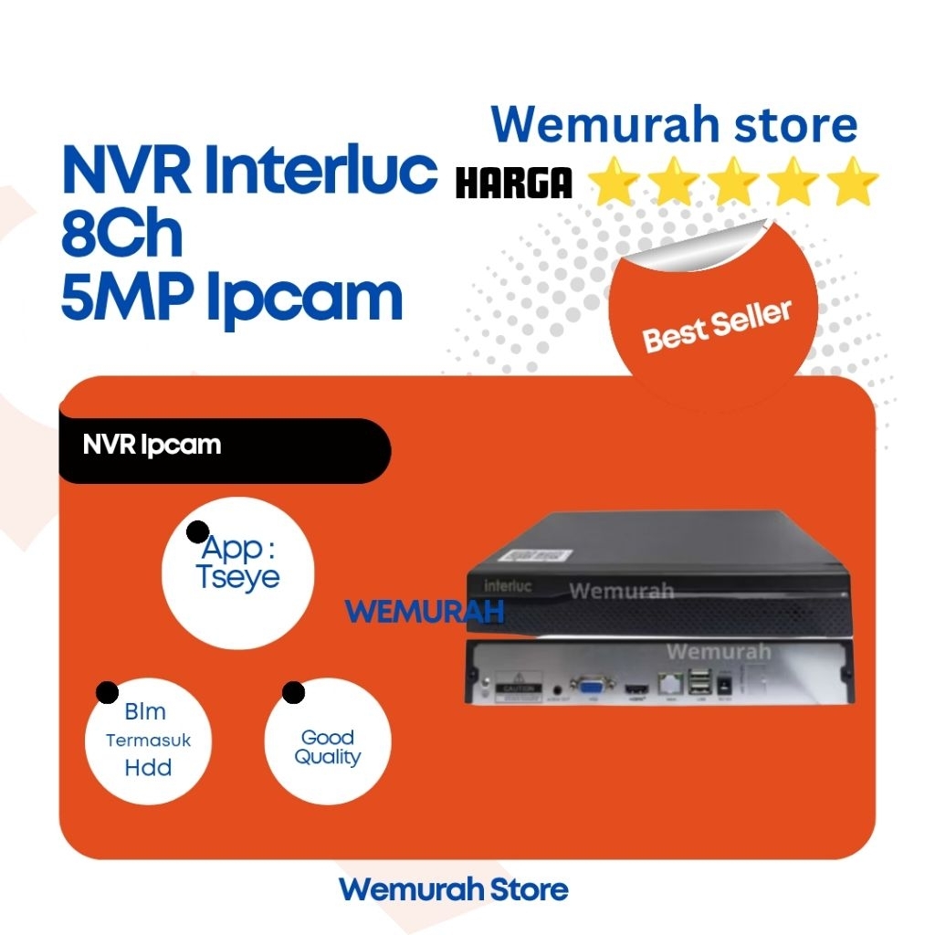 Nvr 8 CH Interluc - NVR 8Ch Onvif - NVR Cctv 8Ch