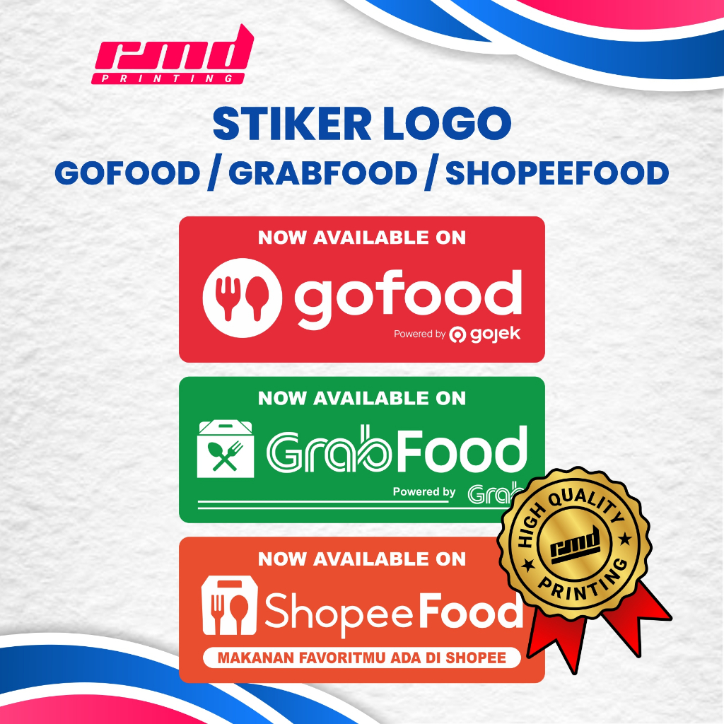 Stiker Kaca Logo GoFood GrabFood ShopeeFood