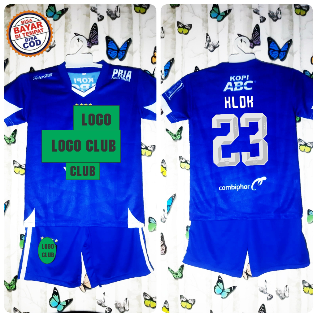BAJU MARC KLOK ANAK LAKI LAKI SETELAN | Jersey bola Persib back to back champion terbaru 2024/2025 |