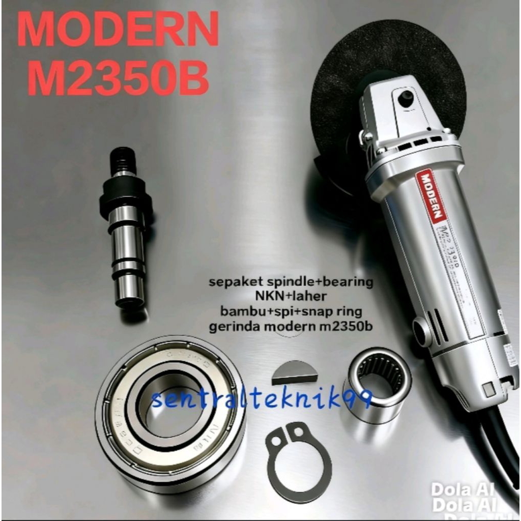 sepaket spindle+bearing+snap ring+spi+laher bambu gerinda modern m2350b