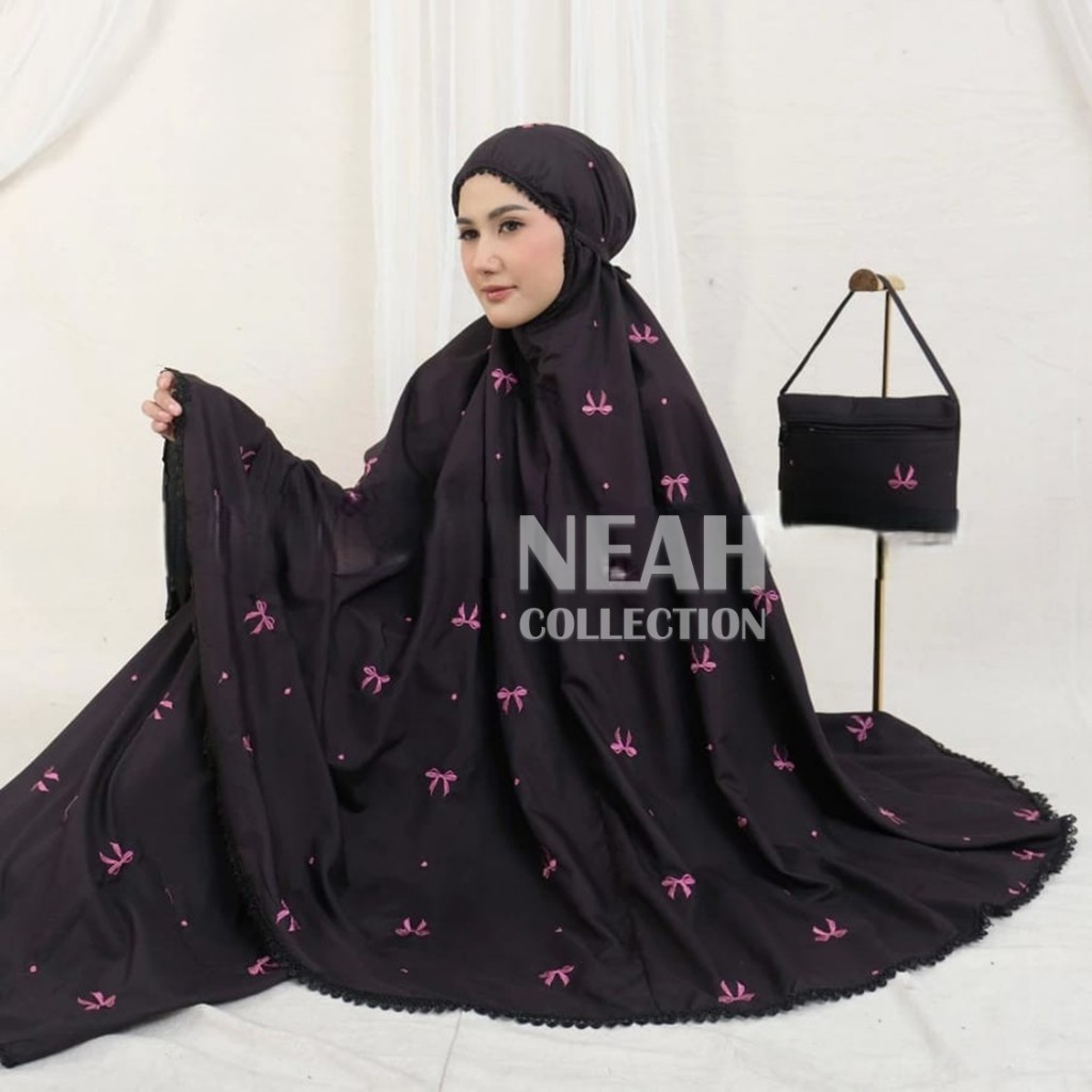 Mukena Dewasa Katun Premium Full Bordir Pita Coquette Renda Cantik / Mukena Jumbo / Mukena Remaja