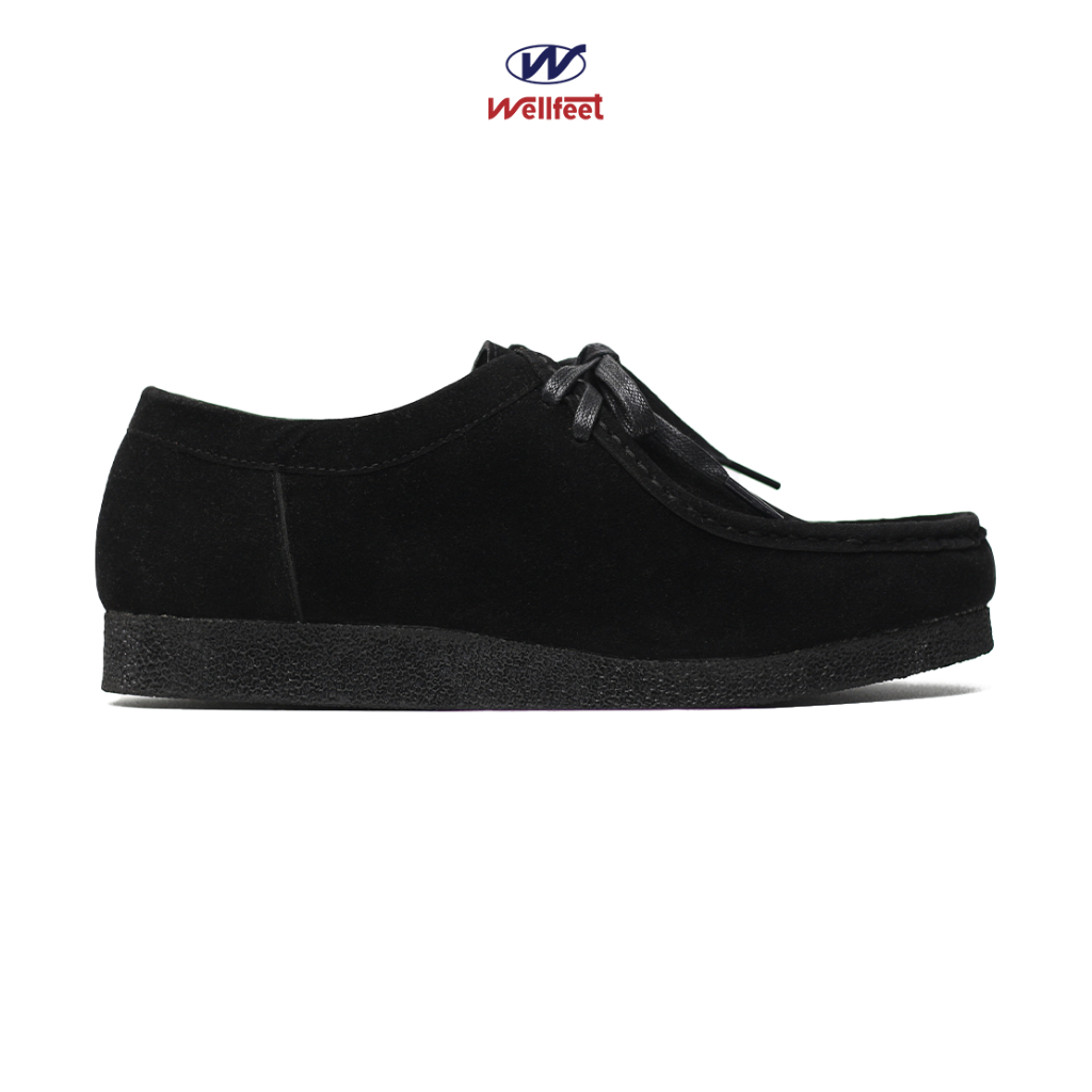 Wellfeet -Sepatu Casual Classic Suede Moccasin Wallabee Clark Loafers Black