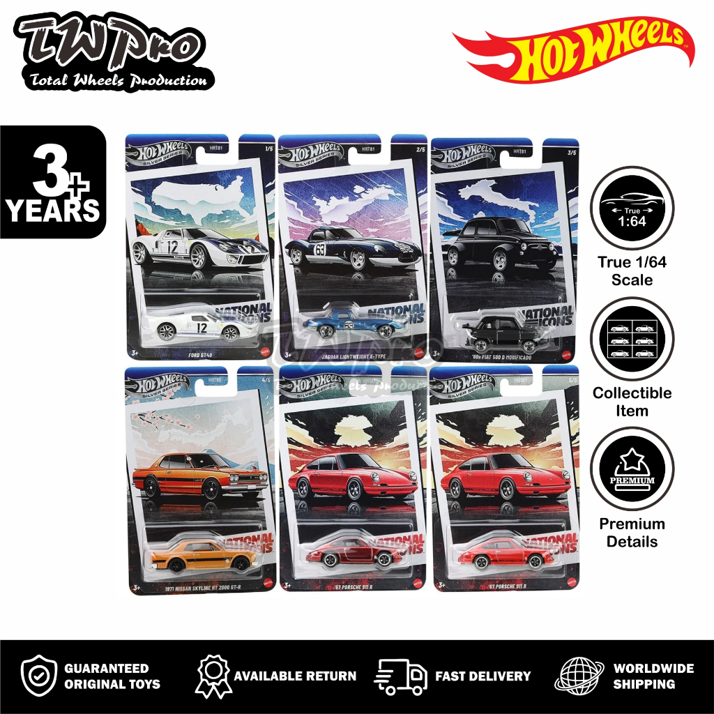 Hot Wheels Vintage 2025 - National Icons - Porsche 911 R - Nissan Skyline HT 2000 GT-R - Ford GT-40 