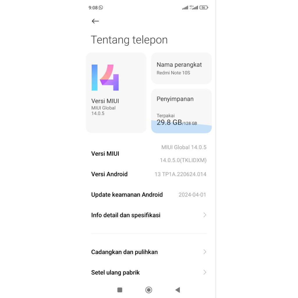 mesin redmi note 10s ram 6/128 normal bergaransi