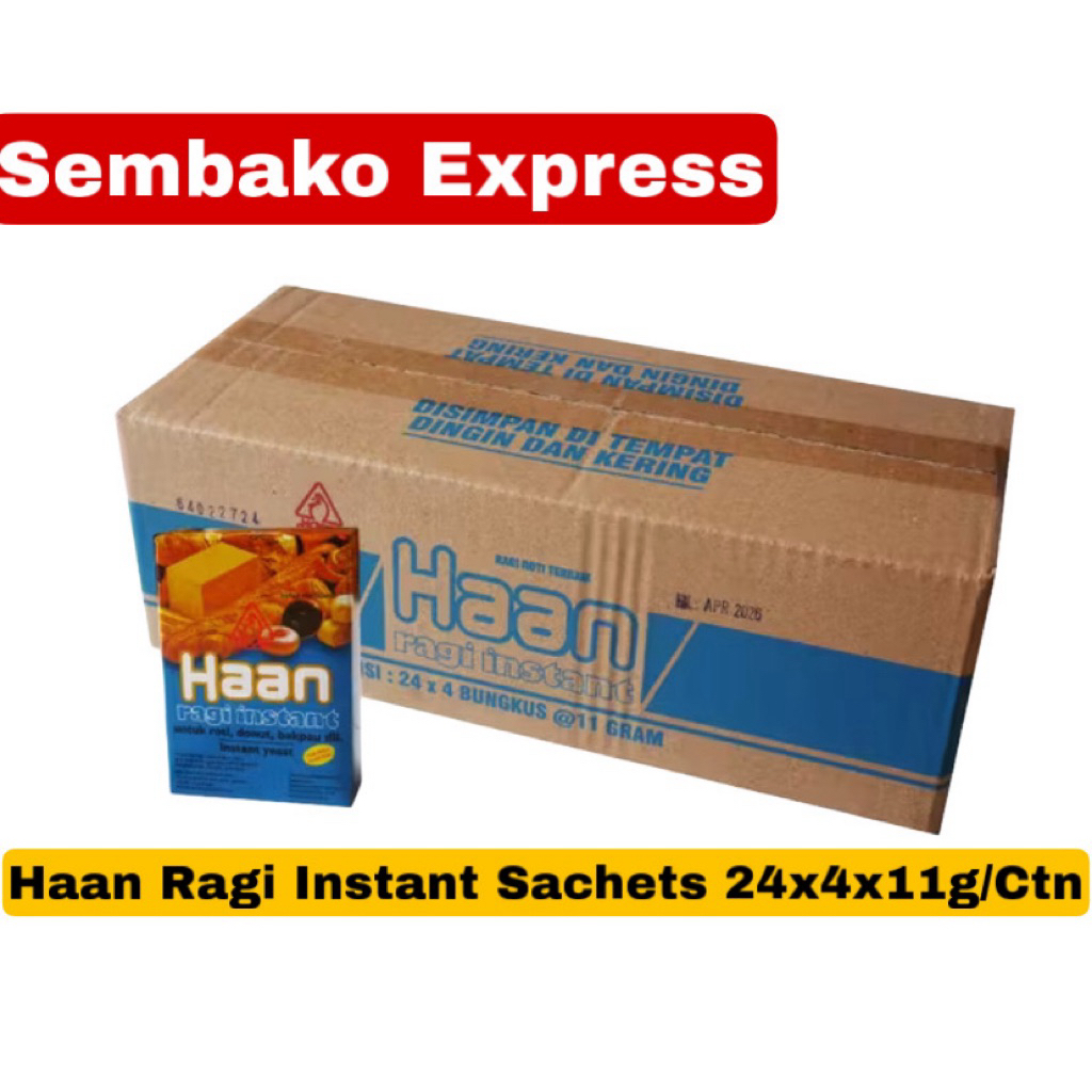 Haan Ragi Instant Sachet 1 Karton | Isi 24×4×11g | Ragi Roti Aktif Cepat Mengembang