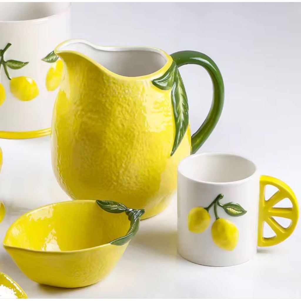 Peralatan Makan Lemon Teko Lemon Vas Lemon Cangkir Lemon Gelas Lemon Toples Lemon Tempat Spatula Lem