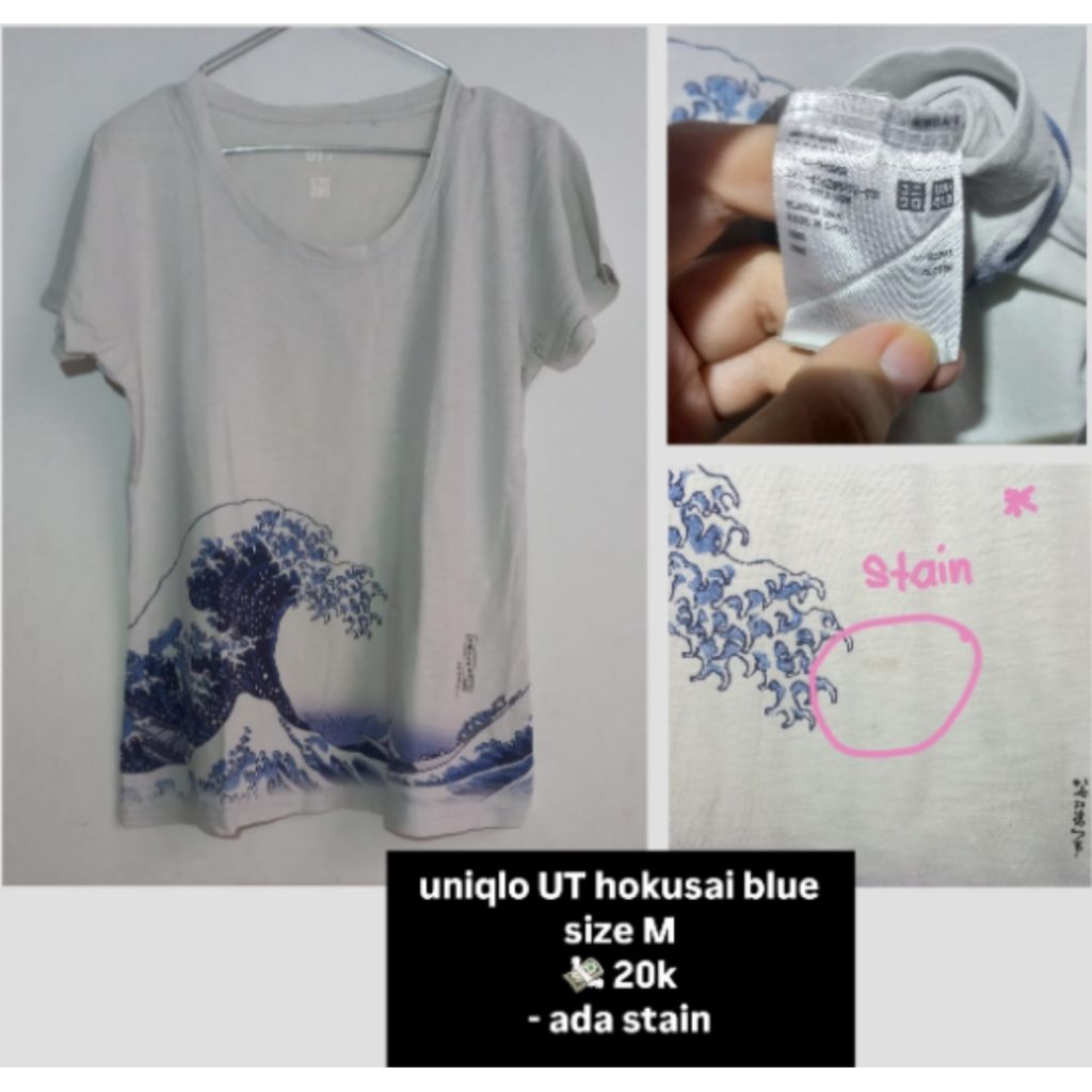 Preloved Kaos Uniqlo UT Hokusai Blue Size M