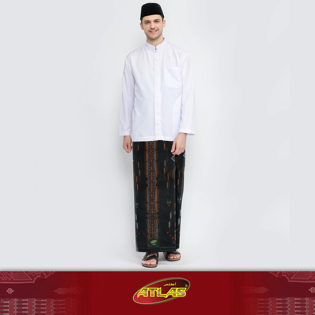 Sarung ATLAS Favorit 525 Kembang Motif BHS PSA Warna Hitam Orange Original