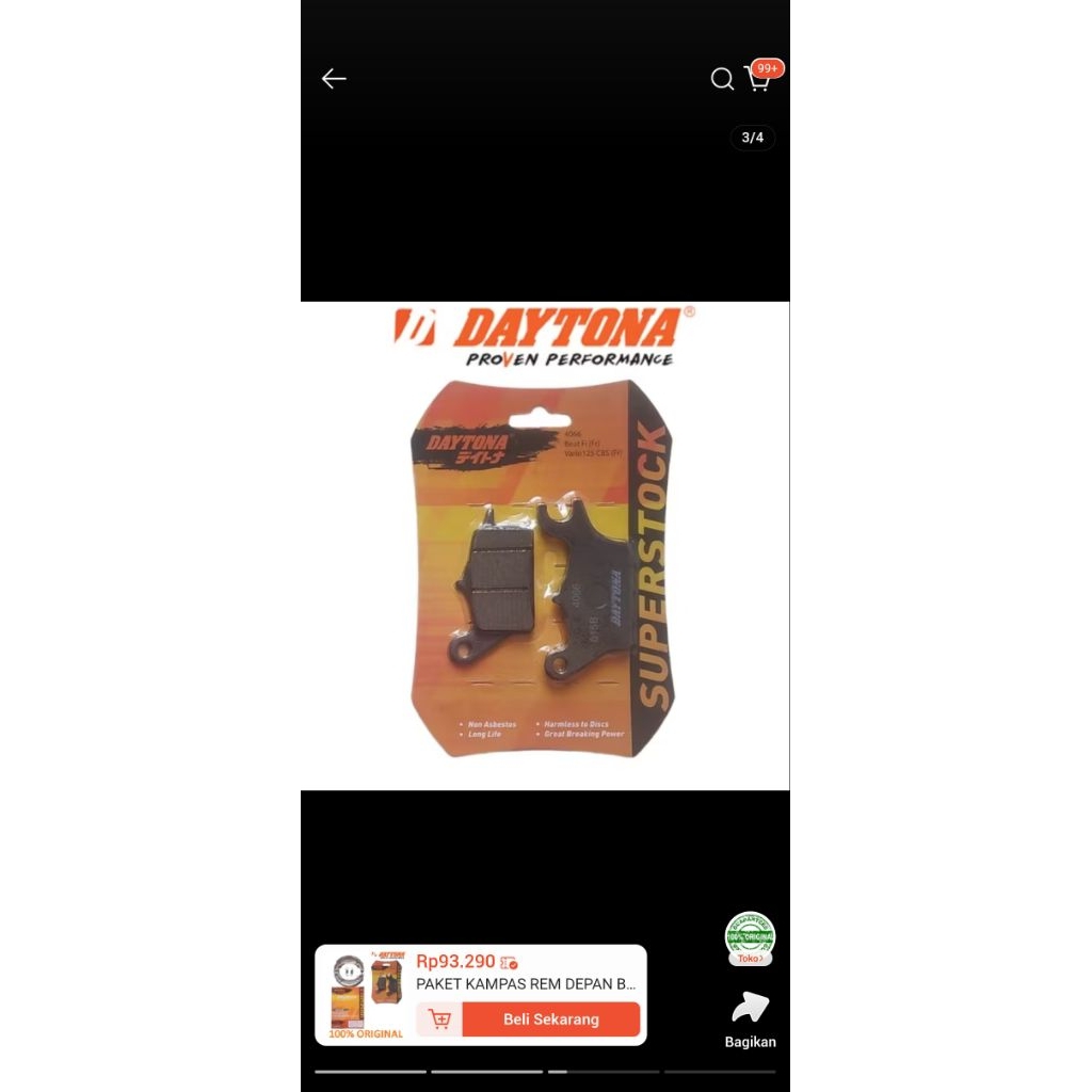Kampas Rem Depan Daytona