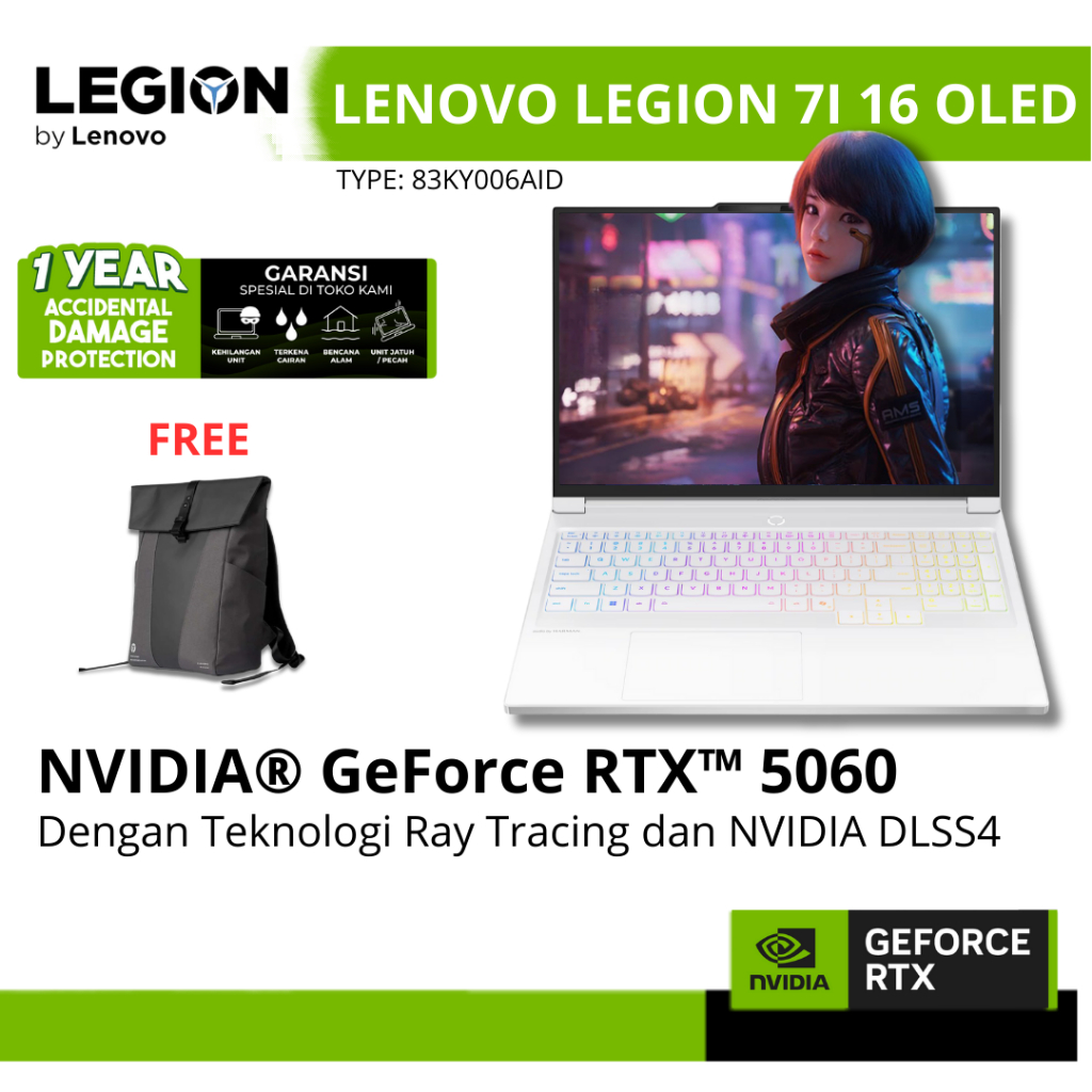 LENOVO LEGION 7I 16 OLED GeForce RTX5060 8GB - ULTRA 7 255HX RAM 32GB SSD 1TB Windows 11+Office +M36