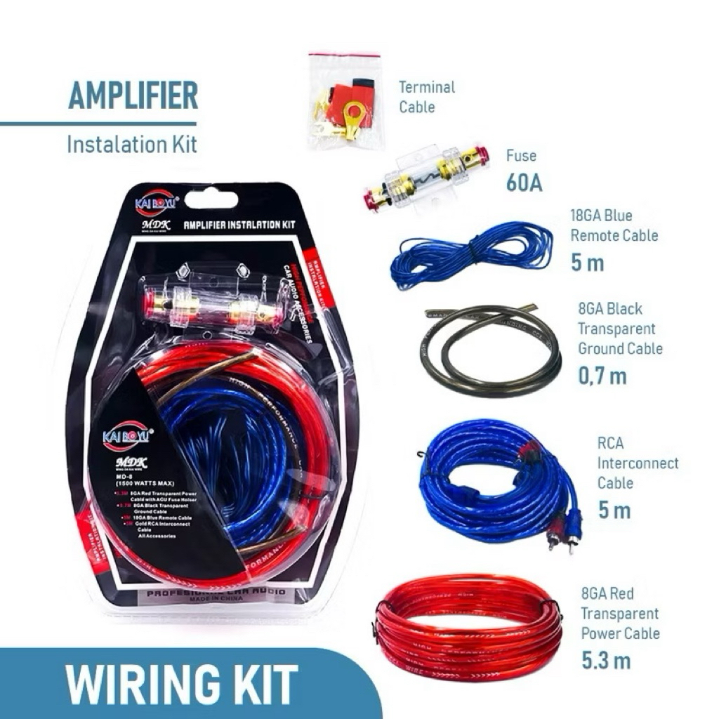 Kabel Set Wiring Kit Amplifier Md-8