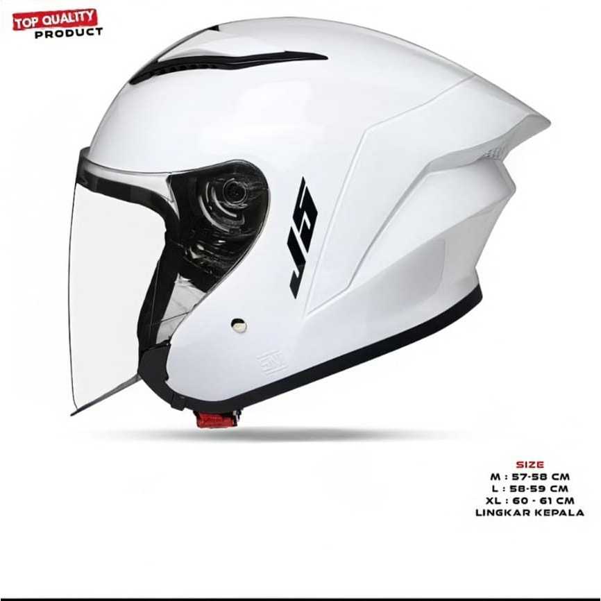 Helm MLA J5 Putih Kaca Premium untuk Pria dan Wanita Dewasa SNI-Helm Half Face Dewasa Pria Wanita Sn