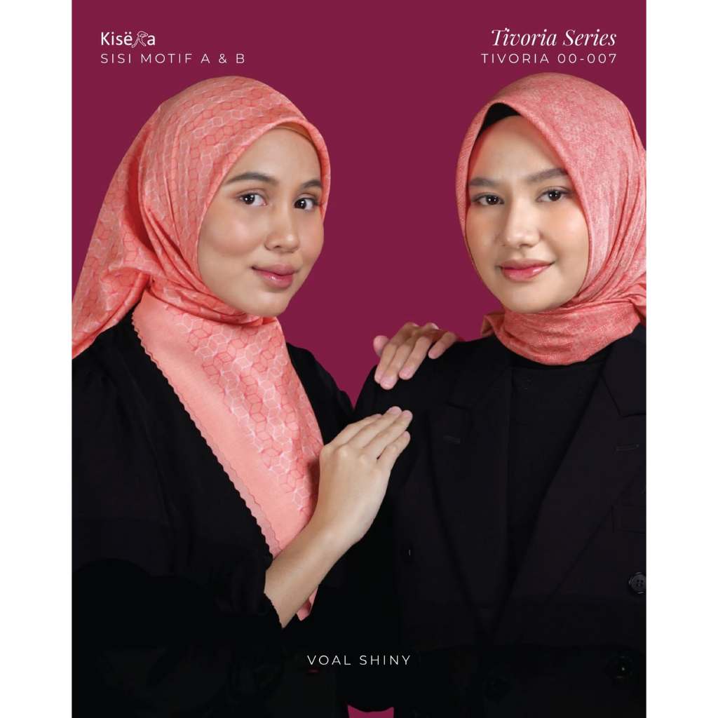 TIVORIA 007 - 29 M | Kerudung Hijab 4 Warna 1 Motif Artificial Texture, Jilbab Praktis Cantik | Voal