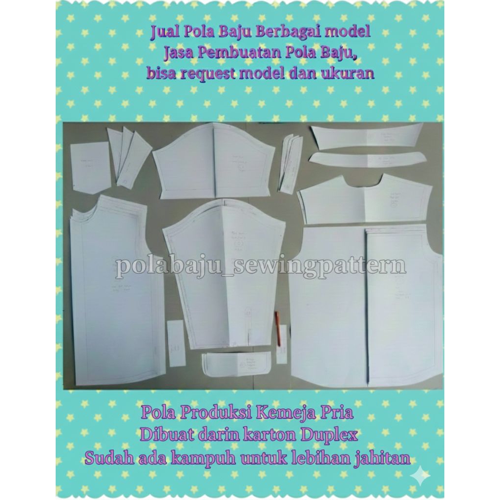 POLA PRODUKSI KEMEJA PRIA 01 [ Pola Baju Sewing Pattern ]