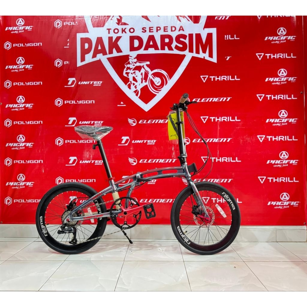 Sepeda Lipat United Nigma 5 frame aluminium rem hidrolik Shimano jangkrik