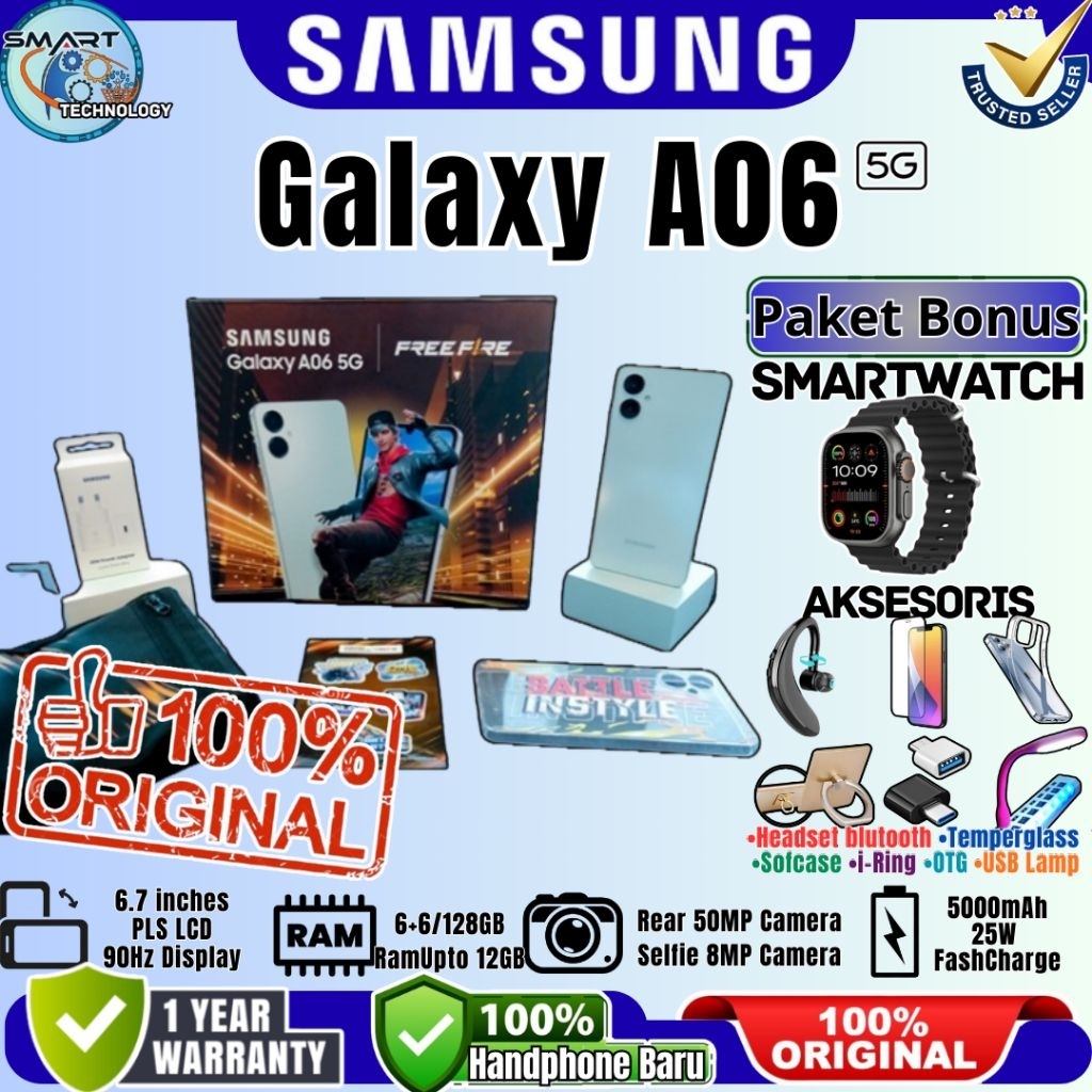 Hp Samsung Galaxy A06 5G [ 6/128GB - 6/128GB Ram Upto 12GB ] 50MP Camera 90Hz Display Baru Garansi R