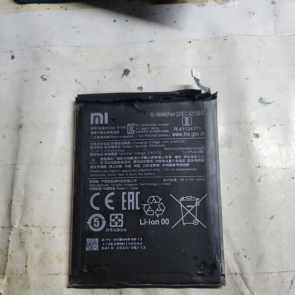 baterai bn46 original copotan note 8 normal