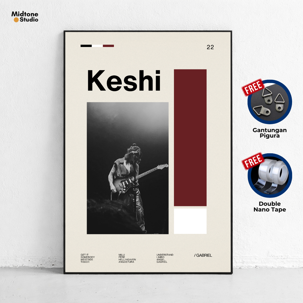 Poster Keshi – GABRIEL / Poster Frame Dinding Aesthetic / Wall Art / Minimalist Decor / Penyanyi / A