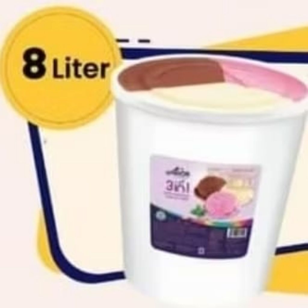 Es Krim Aice 8 Liter Family 3 in 1 - Rasa Vanilla, Strawberry, Cokelat
