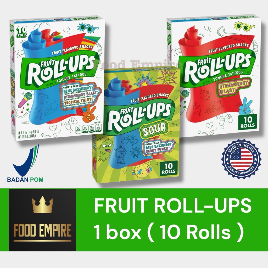 FRUIT ROLL-UPS Variety pack 5 oz | Fruit Flavored Snacks 141 gr | Permen Roll Ups | USA