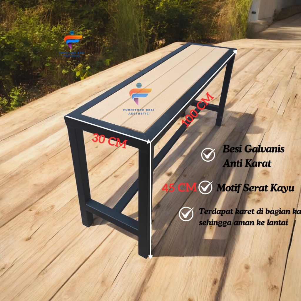 Kursi Besi Panjang Galvanis Anti Karat | Kursi Besi Teras Minimalis