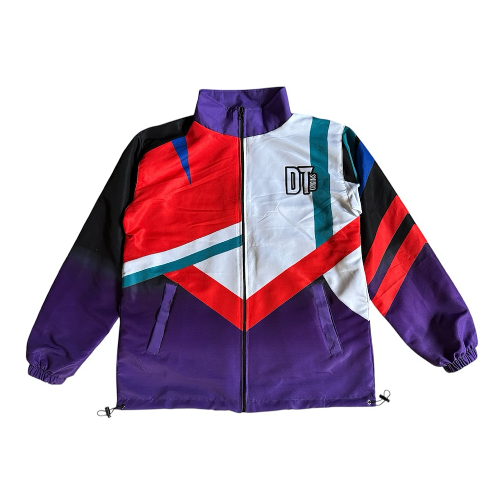 jaket running vintage 80/90s multi colour block