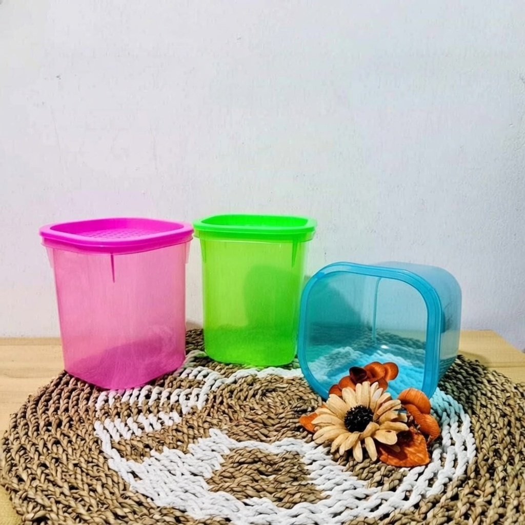 (8 PC) Toples Plastik Kotak Tinggi 15cm / Toples Jajanan / Toples Kue / Toples Cookies / Toples Merc