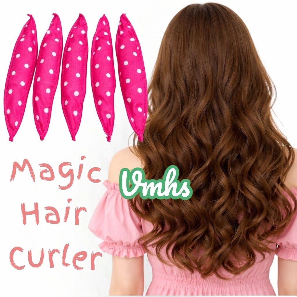 vmhs 5Pcs/Set Rol Keriting Rambut Natural Twist Hair Curly Roller Heatless Curler