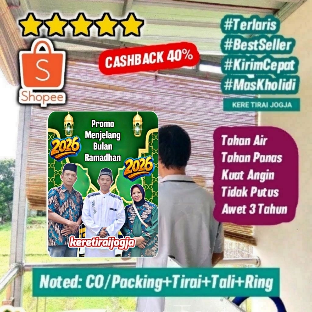 Kere Tirai Gulung, Kerey Tirai, Kerey Tirai Gulung, Kerey Tirai Outdoor, Kerajinan Kerey Tirai, Kere