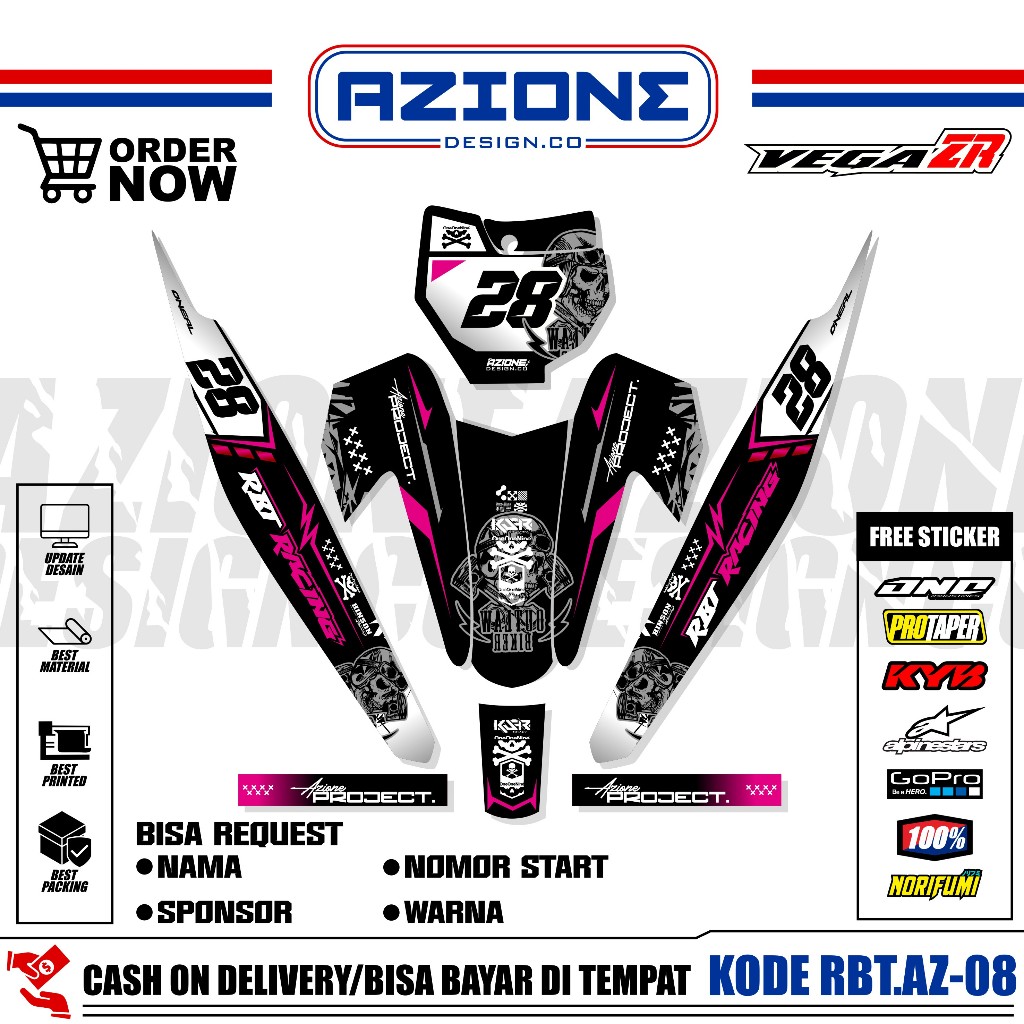 (PROMO COD) Sticker Variasi RBT/GTX VEGA ZR Decal Striping Bebek Modif RBT, FREE STICKER PACK VEGA Z