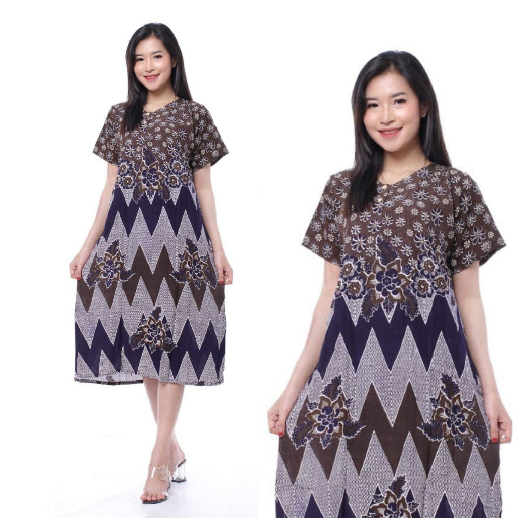 Daster Kencana Ungu Batik - Daster Busui LD 105 - Atasan Wanita - Batik Motif Abstrak Kekinian