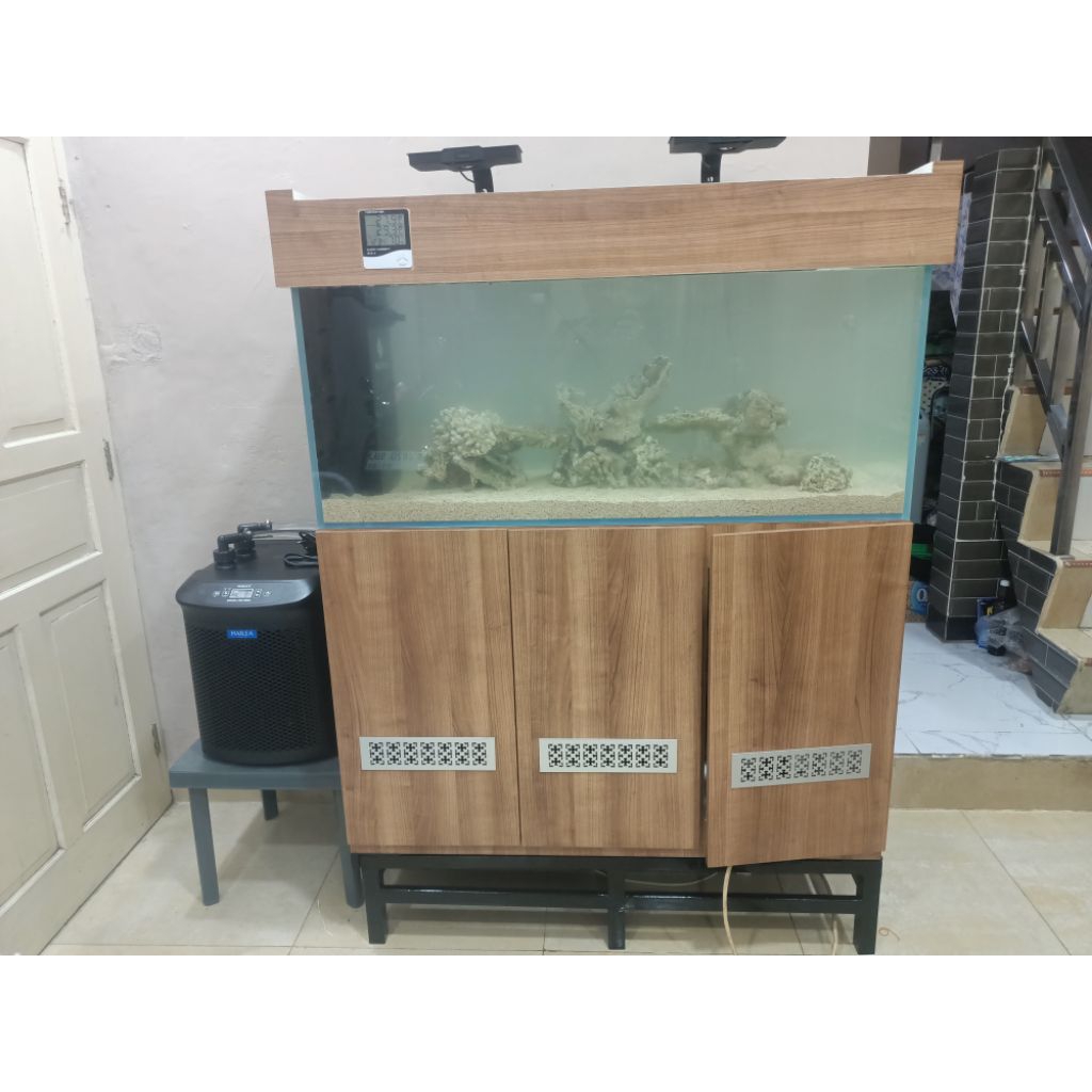 Aquarium Laut Optic Clear 120 set kabinet dan filter