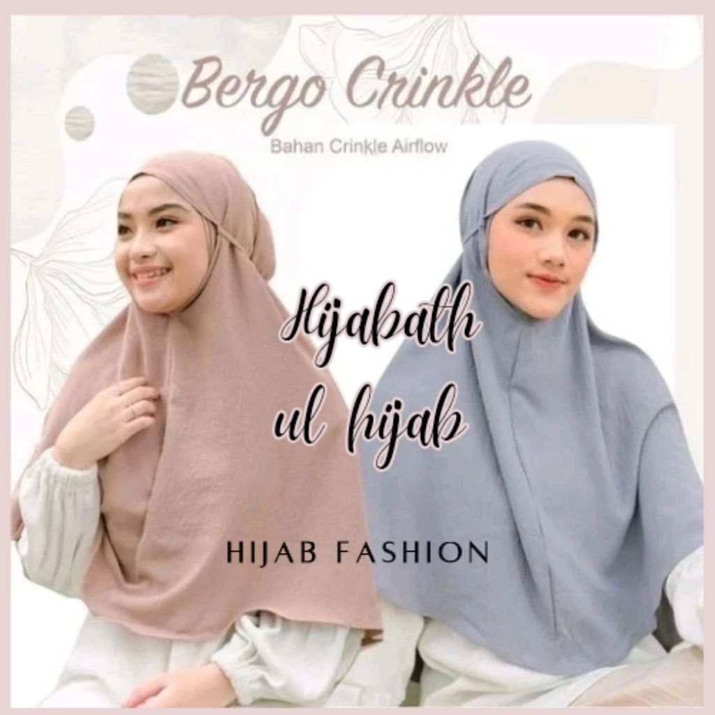 Bergo Crinkle Airflow Premium Tebal Size L Jilbab Tali Instan