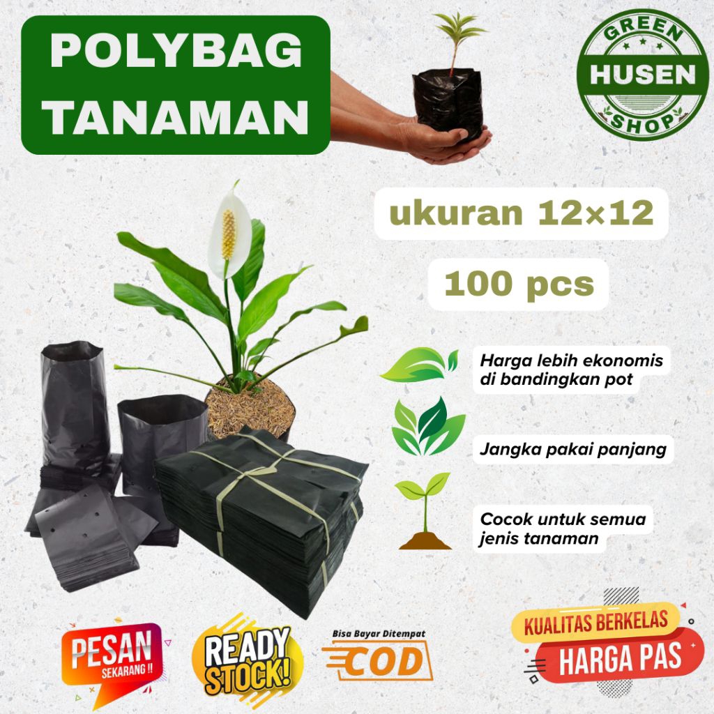 Polybag Tanaman Kecil Ukuran 12 × 12 100 Lembar Polibag Murah Polibek semai