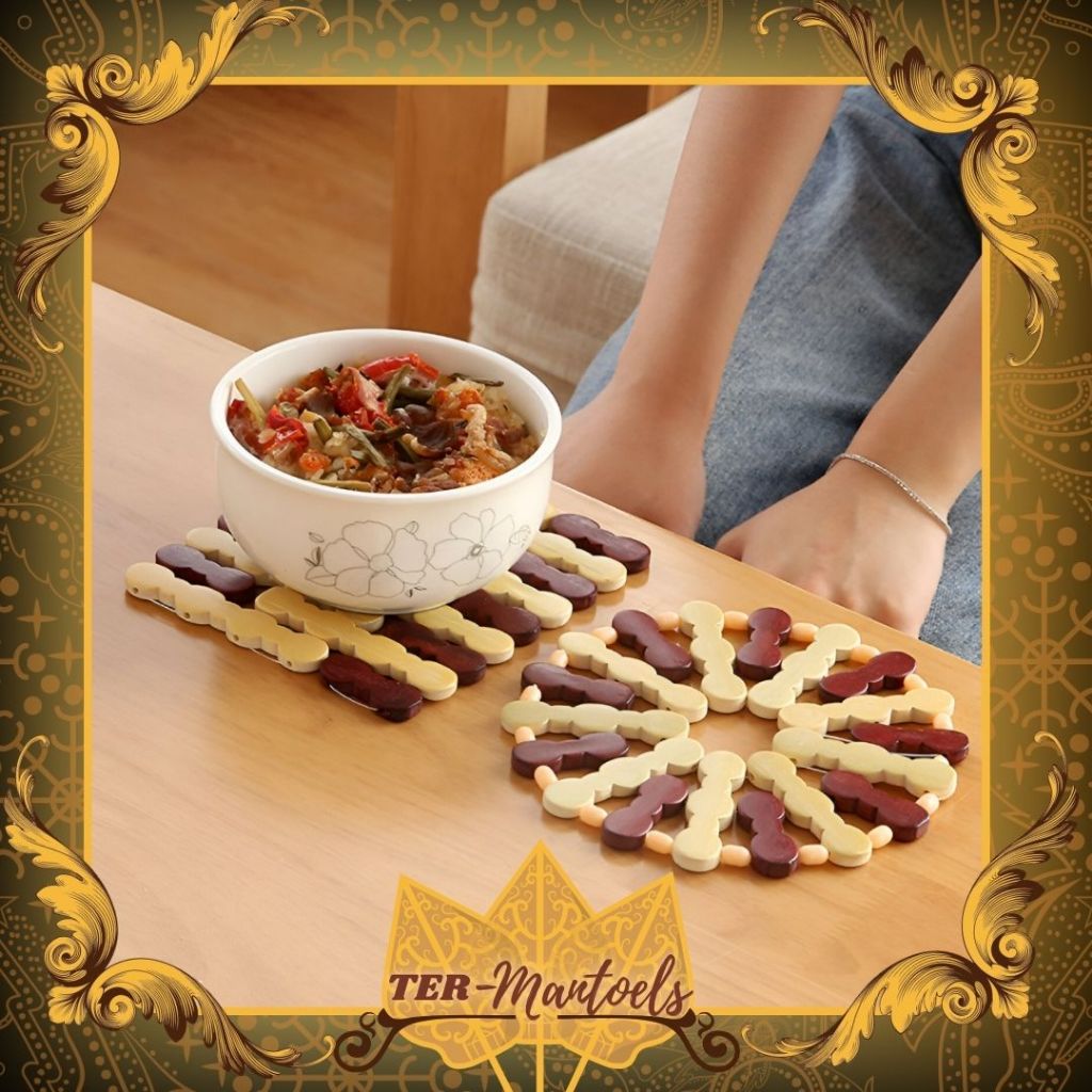 Tatakan Piring Anti Panas / Tatakan Piring Bambu / Alas Mangkuk Dan Gelas Kayu