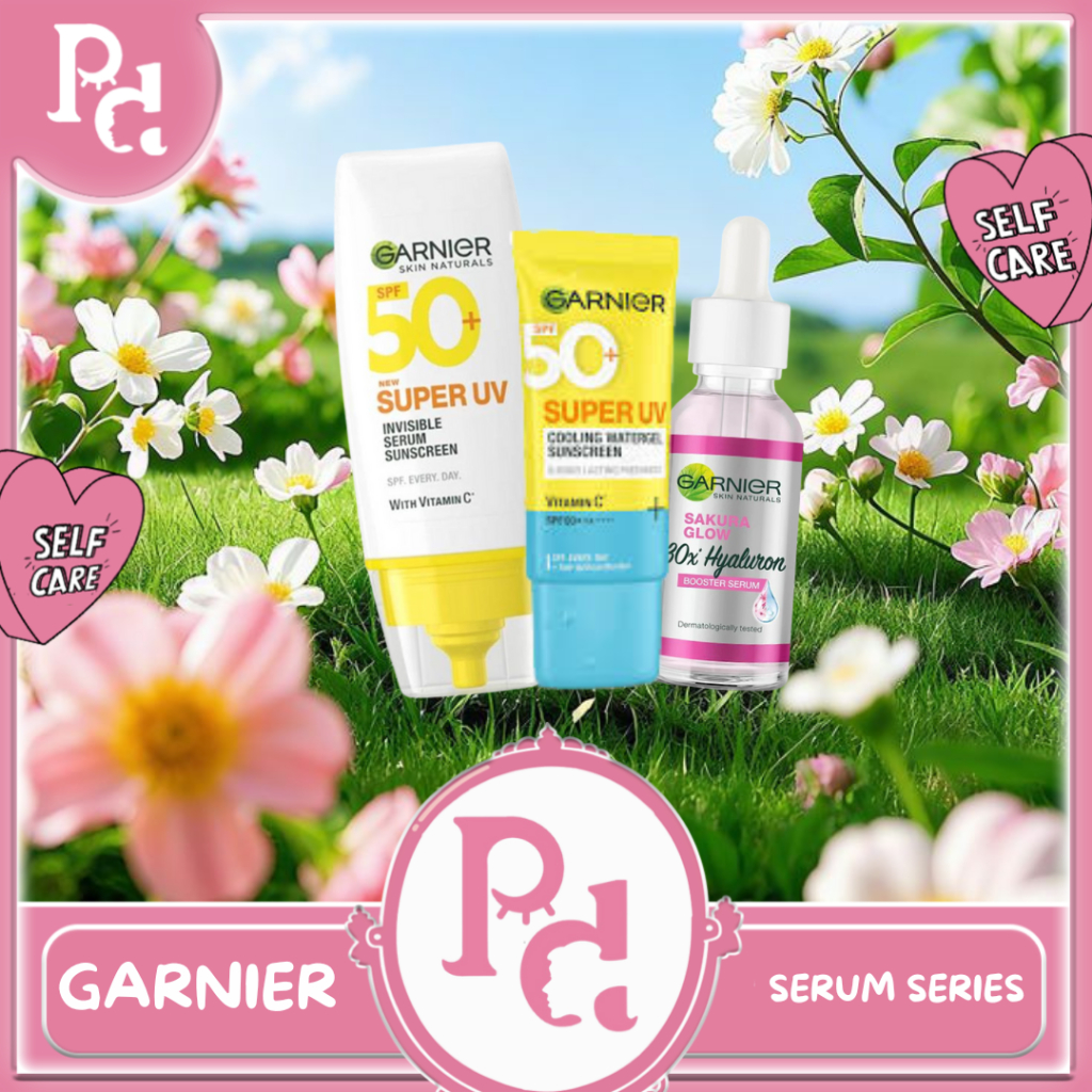 Garnier Serum Series | Sakura Glow 30x Hyaluron Booster Serum | SPF 50+ Super UV Serum Sunscreen