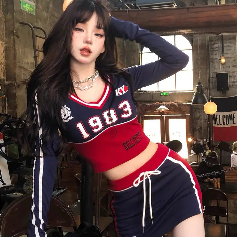 Dainty Vogue Set Rok Sporty Wanita, Atasan Seksi Dan Melangsingkan, Kaos Bodycon Dan Rok Pendek