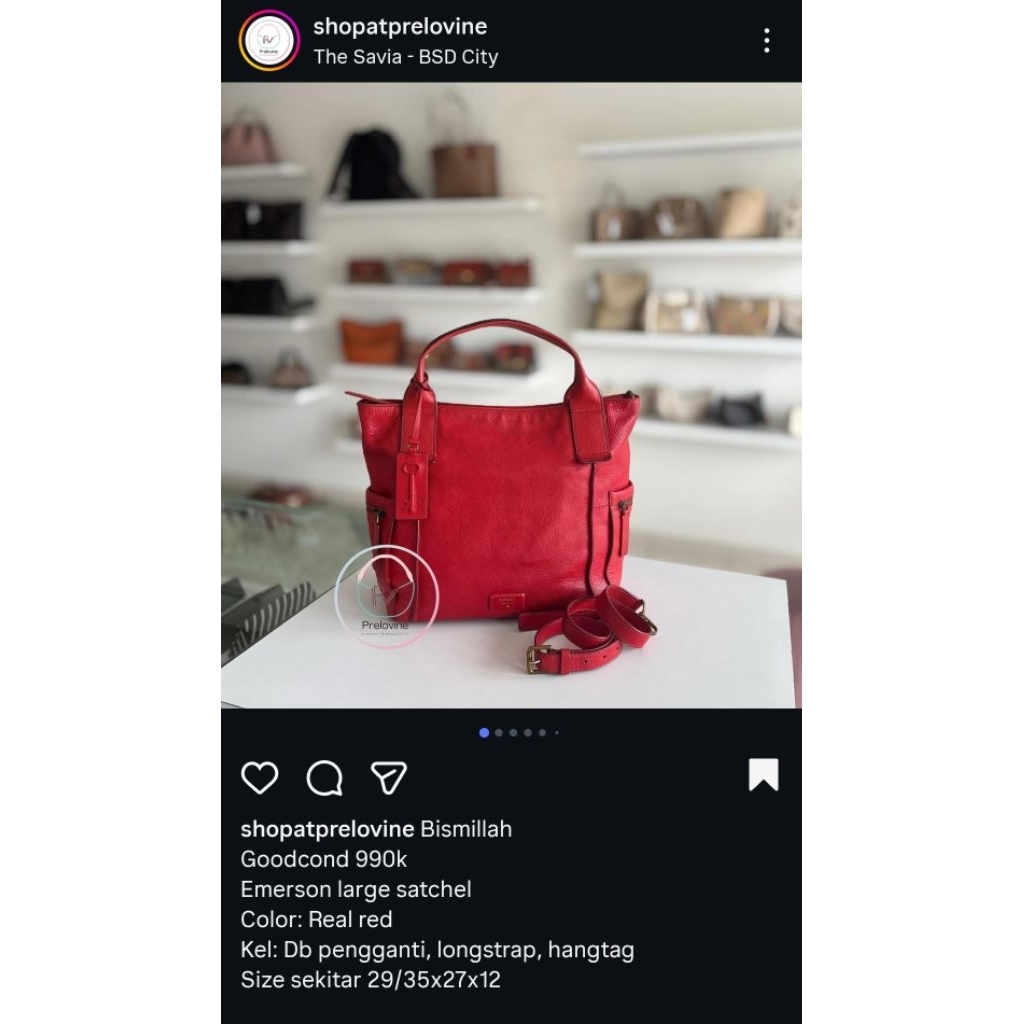 emerson large satchel real red