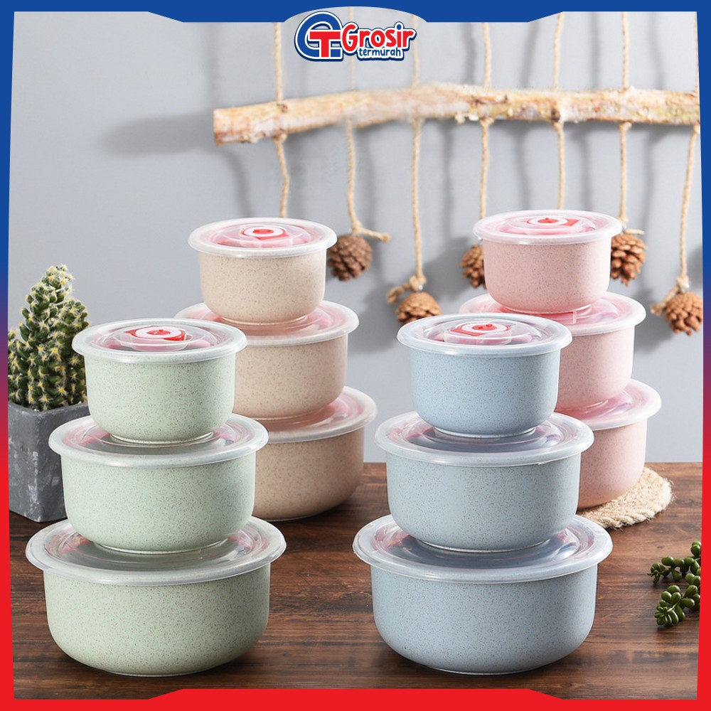 Mangkok Makan Wheat Straw Bowl / Mangkok Jerami 3IN1 Tempat Makanan Food Grade Mangkuk Kuah Anti Tum