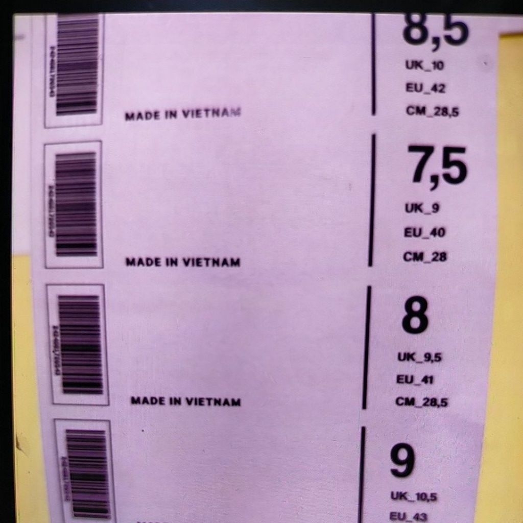 SIZE SEPATU SANDAL STICKER LABEL BOX INNERBOX