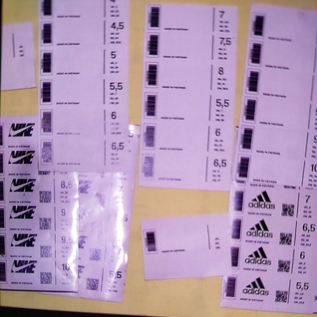 SIZE SEPATU SANDAL STICKER LABEL BOX INNERBOX