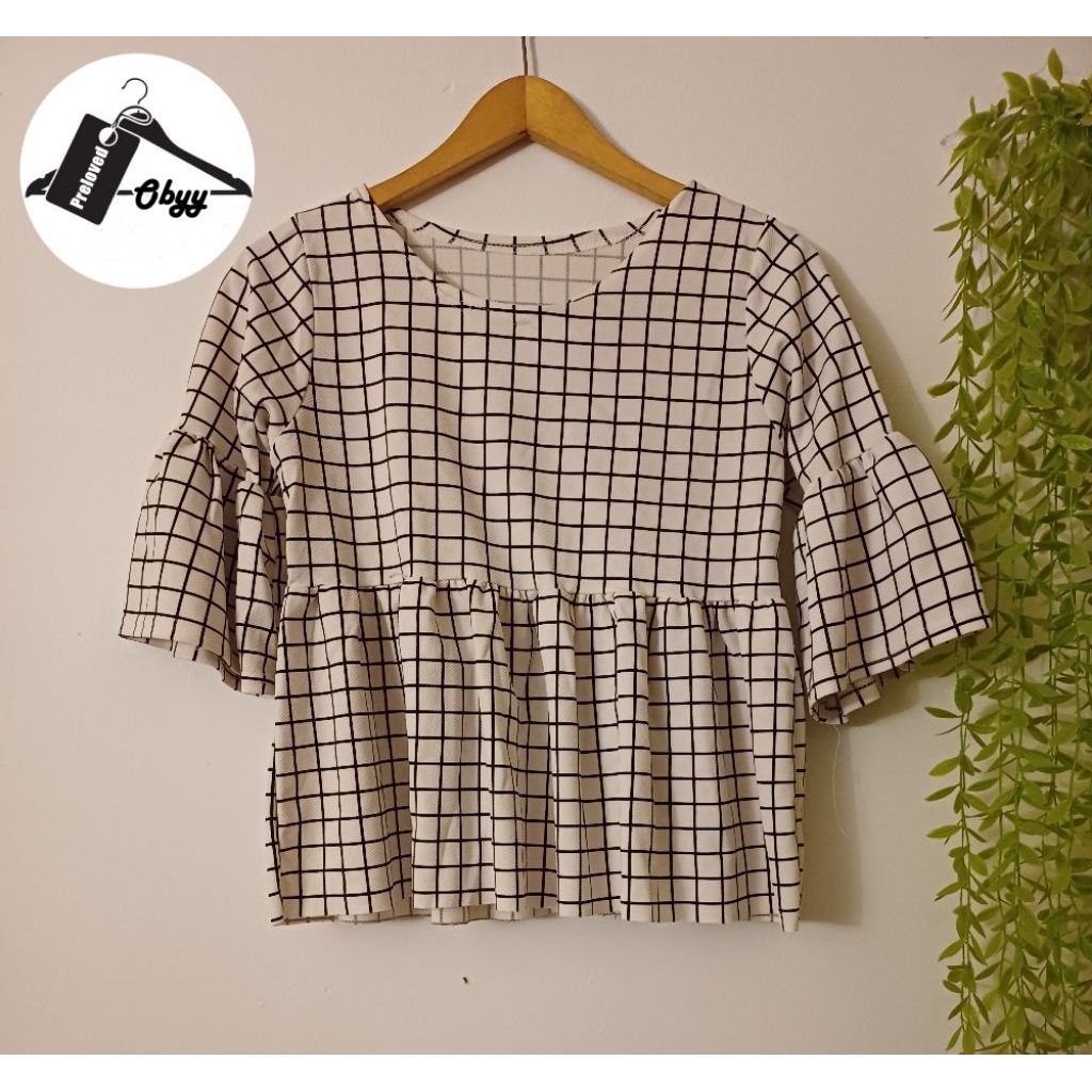 Blouse kotak² hitam putih ( PL pribadi)