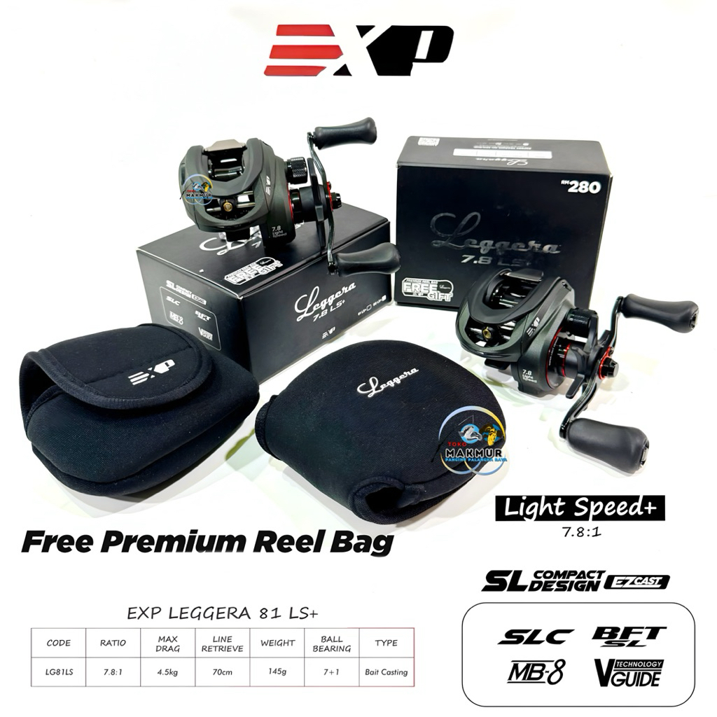 Reel BC EXP LEGGERA Size Reel 81 || SW || Drag Clicker | NMB Bearing || Full Body Carbon ||  Free Pr