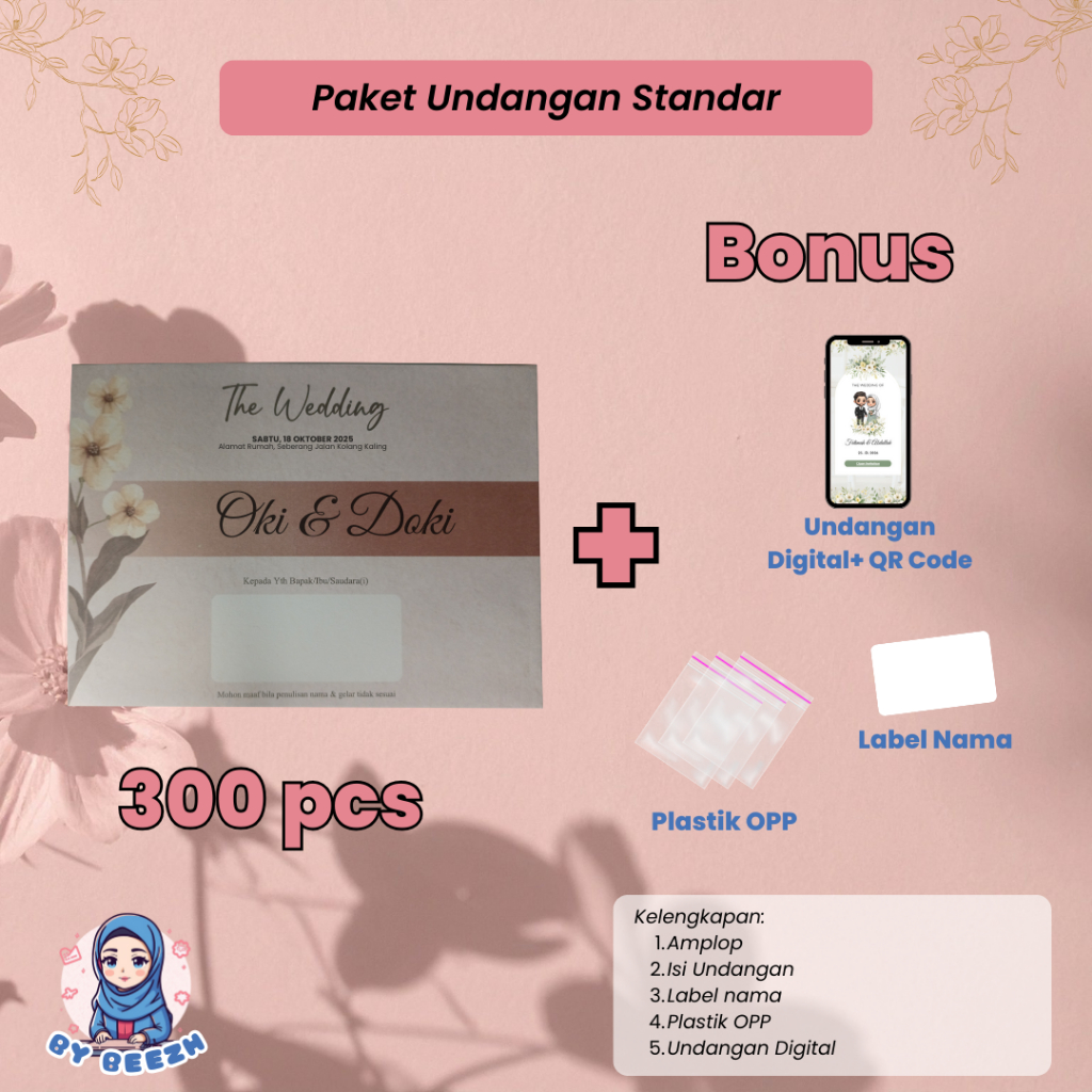 (50 pcs) Paket Undangan Pernikahan Standar 1 | Undangan dengan Amplop | Undangan Cetak | Undangan we