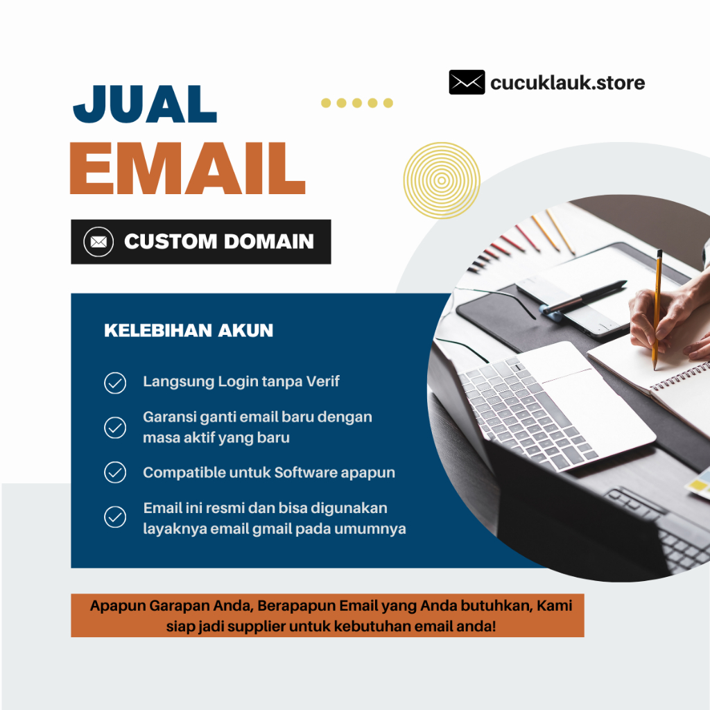 AKUN EMAIL CUSTOM DOMAIN - MINIMAL 30  - 50 AKUN